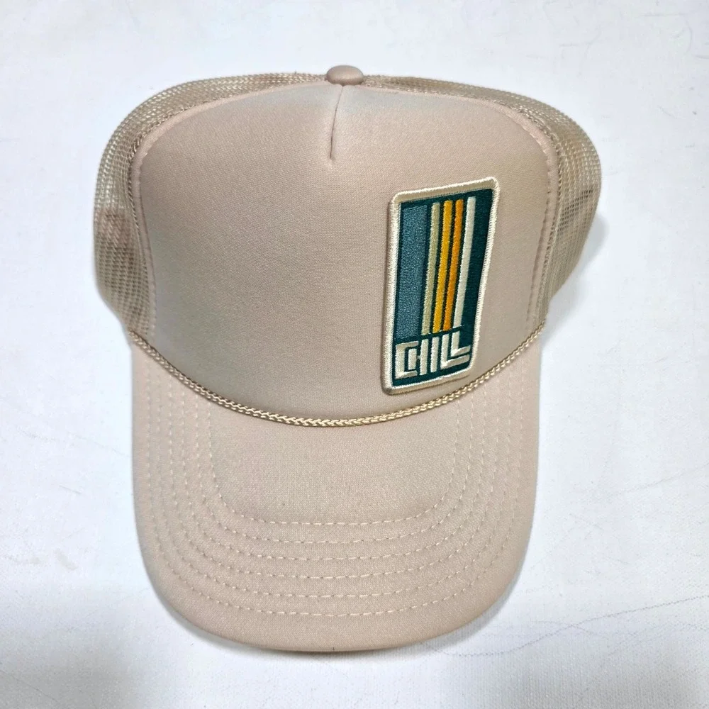 Port Sandz Trucker Hat Mens Tan Chill Patch Retro Mesh Snapback Cap Beach Surfer